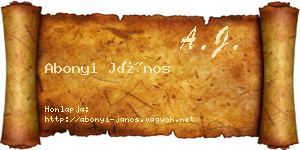 Abonyi János névjegykártya